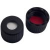 Schraubkappe UltraClean 8mm PP schwarz, mit Loch, Gewinde 8-425, Silicon weiß/PTFE rot, 45° shore A, 1,3mm