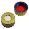 UltraClean KurzgewindeSchraubverschluss 9mm PP blau, mit Loch, aufmontierte magnetische Kappe, goldfarben
