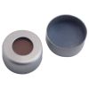 Alu-Bördelkappen Ø 11mm farblos lackiert, mit Loch, Butyl creme/PTFE grau, 55° shore A, 1,3mm