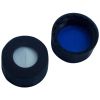 Kurzgewindekappen 9mm schwarz,mit Loch, Silicon weiß/PTFE blau, 55° shore A, 1,0mm, geschlitzt