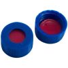 Kurzgewindekappe, 9mm, blau, mit Loch, PTFE rot/Silikon weiß /PTFE rot, 1mm 45° shore A