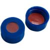 Kurzgewindekappe 9mm PP blau, mit Loch, RedRubber/PTFE farblos, 45° shore A, 1,0mm