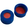 Kurzgewindekappe 9mm PP, blau,mit Loch, Naturkautschuk rot-orange/TEF transparent, 60° shore A, 1,0mm