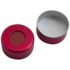 Alu-Bördelkappen Ø 11mm rot lackiert, mit Loch, Red Rubber / PTFE beige, 45° shore A, 1,0mm