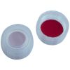UltraClean Kurzgewinde Schraubverschluss 9mm PP transparent, mit Loch, Silikon weiß, PTFE rot, 55 shore A, 1,0 mm