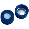 Kurzgewindekappe 9mm PP, blau,mit Loch, Silicon weiß/Aluminiumfolie silber, 50° shore A,1,0mm