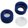 Kurzgewindekappe 9mm PP, blau,mit Loch, Aluminum Septum silber, 0,06mm (Silikon O-Ring)