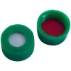 Kurzgewindekappen UltraClean 9mm PP grün, mit Loch, Siliconweiß/PTFE rot, 55° shore A, 1,0mm