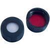 Kurzgewindekappen UltraClean 9 mm PP schwarz, mit Loch, Silicon weiß/PTFE rot, 55° shore A, 1,0mm