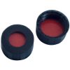 Kurzgewindekappe 9mm schwarz, mit Loch, Naturkautschuk rot-orange/TEF transparent, 60º shore A, 1,0mm