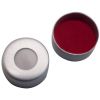 Alu-Bördelkappen Ø 11mm UltraClean Verschluss farblos lackiert, mit Loch, Silicon weiß/PTFE rot, 45° shore A, 1,3m