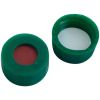 Kurzgewindekappen 9mm, grün PP mit Loch, RedRubber/PTFE beige 45° shore A, 1,0mm
