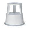 Rollhocker lichtgrau aus Metall, TÜV geprüft EN14183, Tragkraft 150 kg, Höhe 43cm, Trittstufen mit Gummibelag