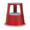 Rollhocker rot aus Metall, TÜV geprüft EN14183, Tragkraft 150 kg, Höhe 43cm, Trittstufe mit rutschfestem Gummibelag