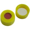 Kurzgewindekappen ND9, gelb 6 mm Loch, RedRubber/PTFE beige 45° shore A, 1,0mm